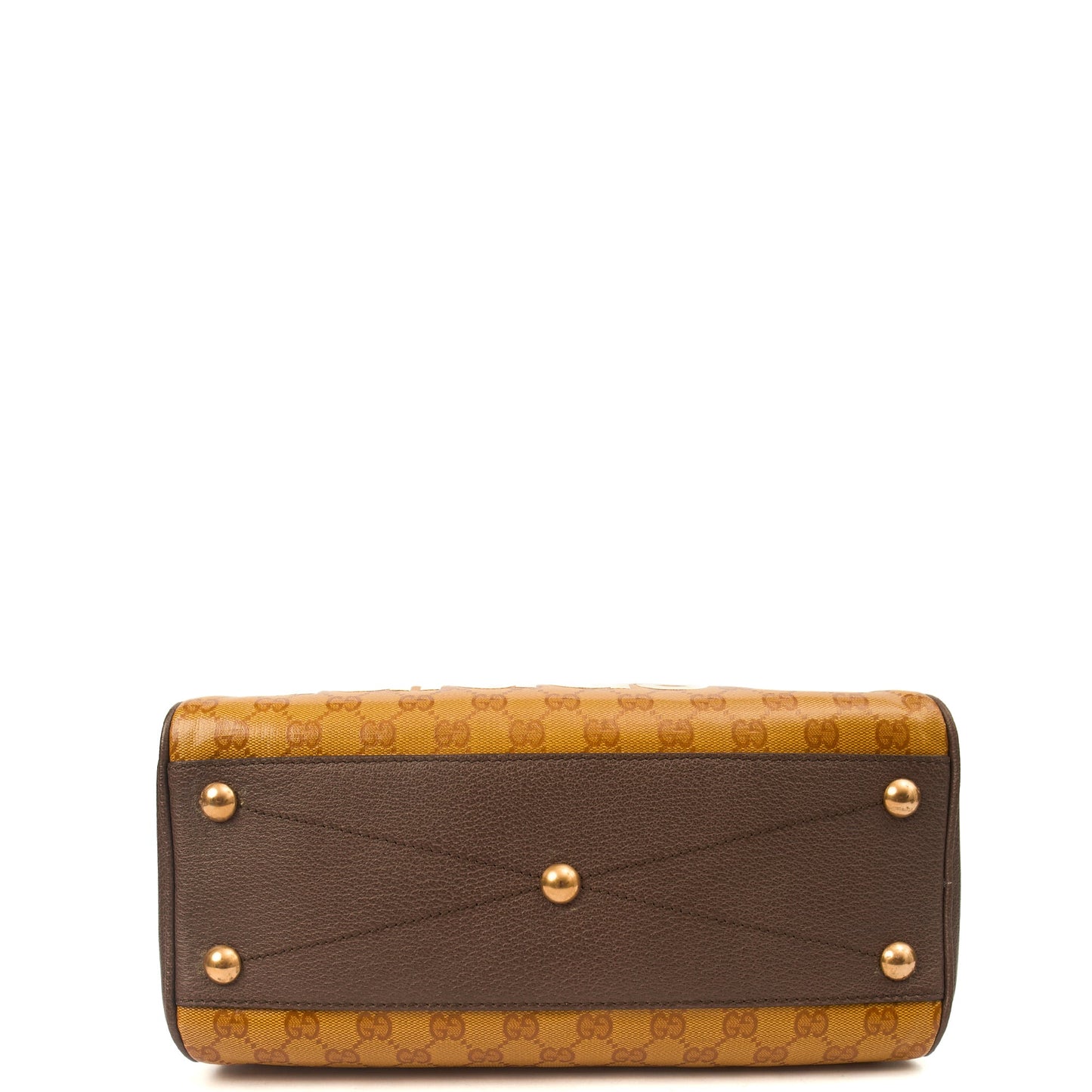 Gucci Tote Bowler Bag in Brown, Leather — Detail View