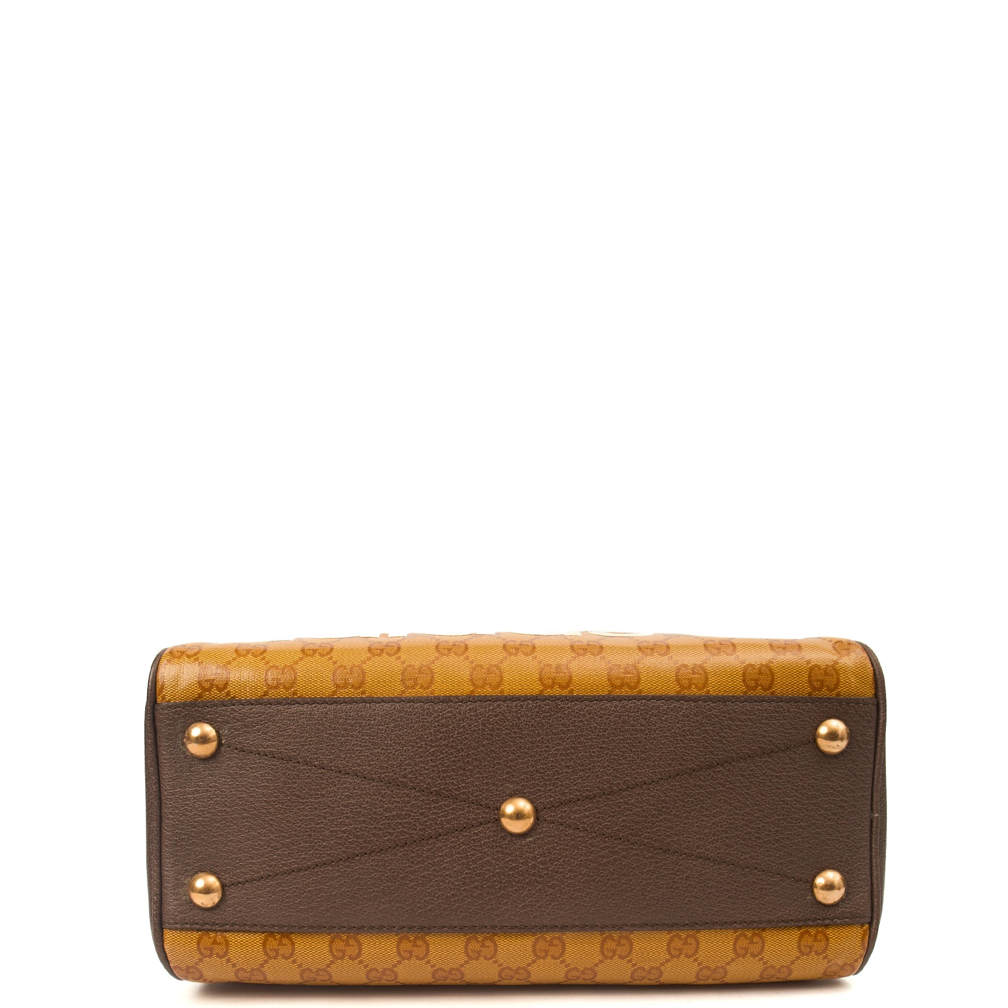 Gucci Tote Bowler Bag in Brown, Leather — Detail View
