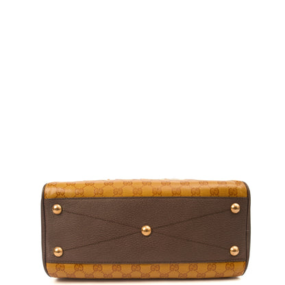 Gucci Tote Bowler Bag in Brown, Leather — Detail View