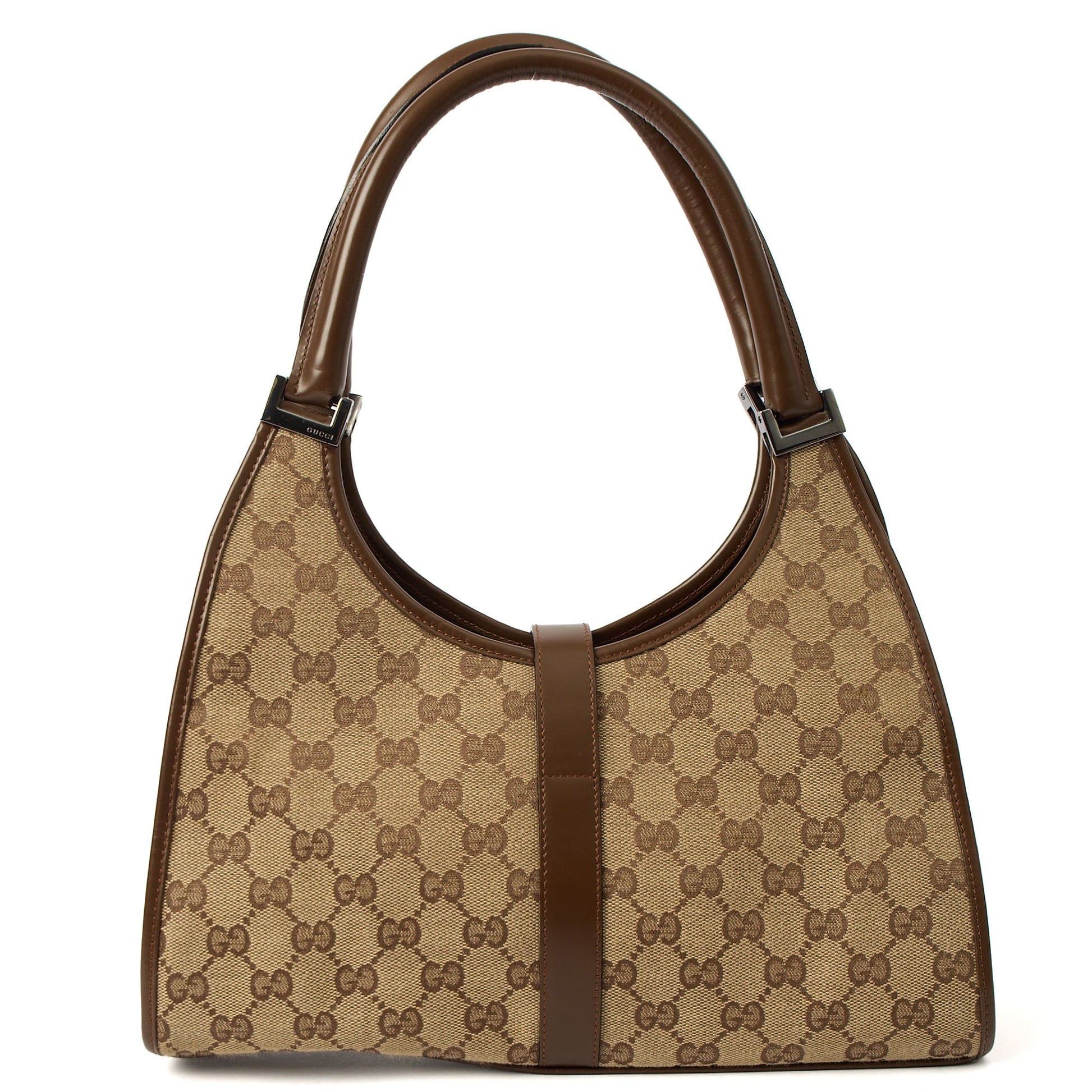 Gucci Shoulder Bag Jackie in Neutral, GG Canvas — Top View
