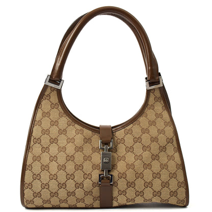 Gucci Shoulder Bag Jackie in Neutral, GG Canvas — Front View