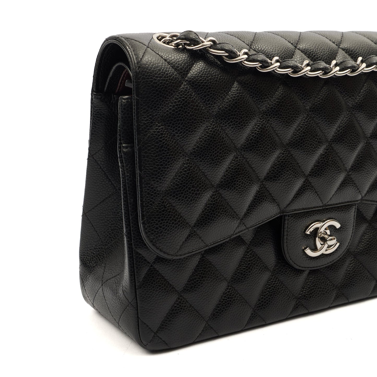 Chanel Shoulder Bag Classic Double Flap - Large in Black, Caviar Leather — Alternate View 7