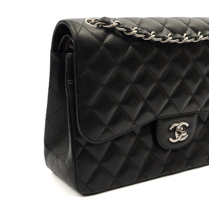 Chanel Shoulder Bag Classic Double Flap - Large in Black, Caviar Leather — Alternate View 7