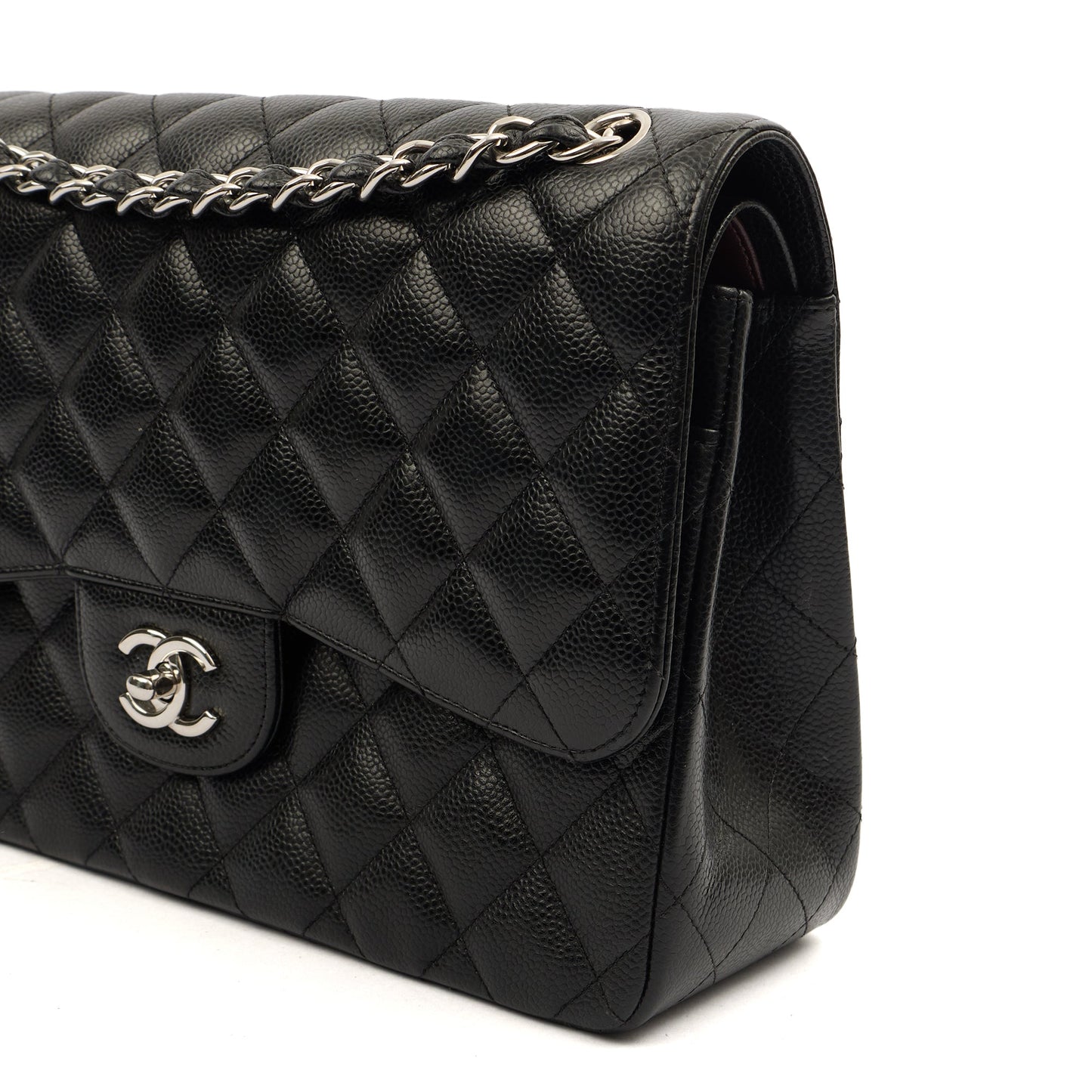 Chanel Shoulder Bag Classic Double Flap - Large in Black, Caviar Leather — Alternate View 9