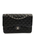Chanel Shoulder Bag Classic Double Flap - Large in Black, Caviar Leather — Front View
