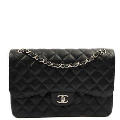 Chanel Shoulder Bag Classic Double Flap - Large in Black, Caviar Leather — Alternate View 12