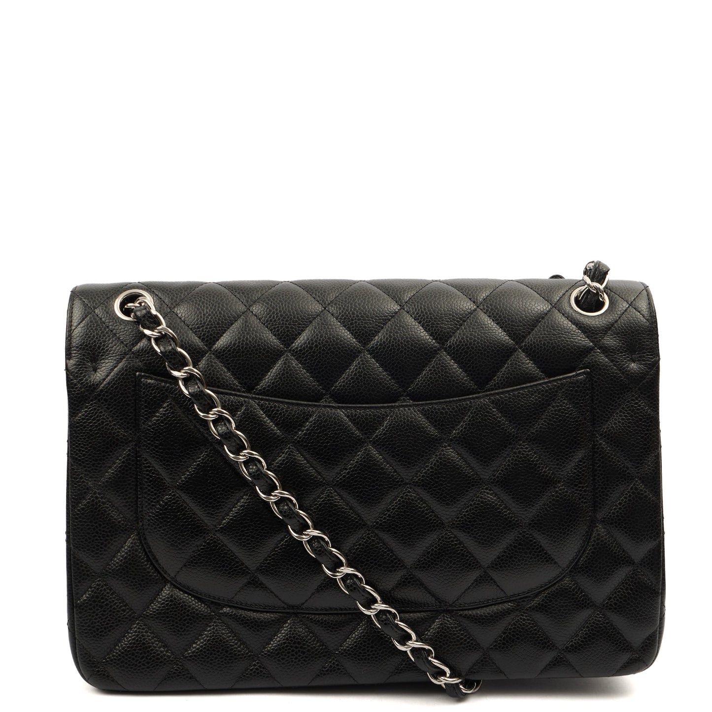 Chanel Shoulder Bag Classic Double Flap - Large in Black, Caviar Leather — Top View