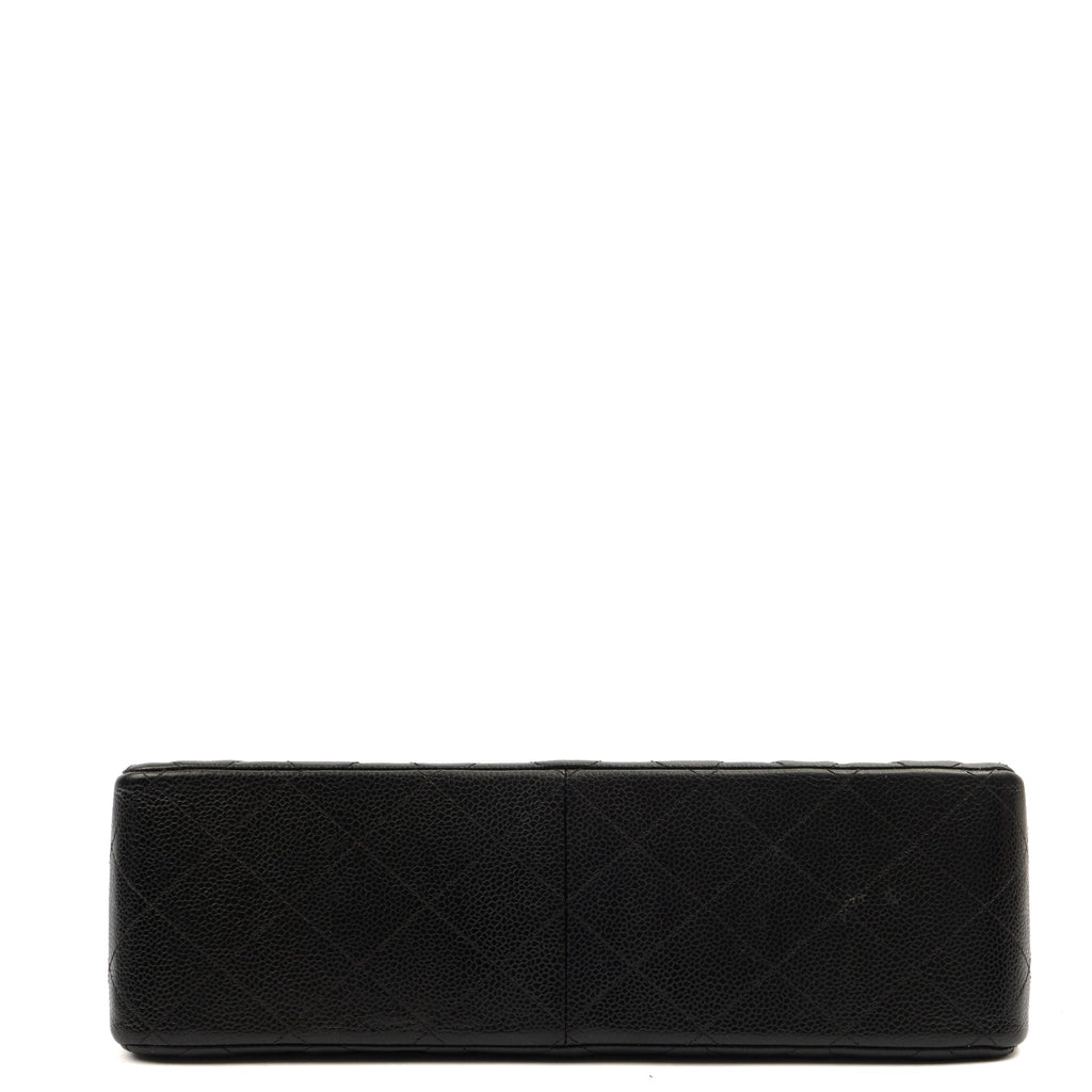 Chanel Shoulder Bag Classic Double Flap - Large in Black, Caviar Leather — Detail View