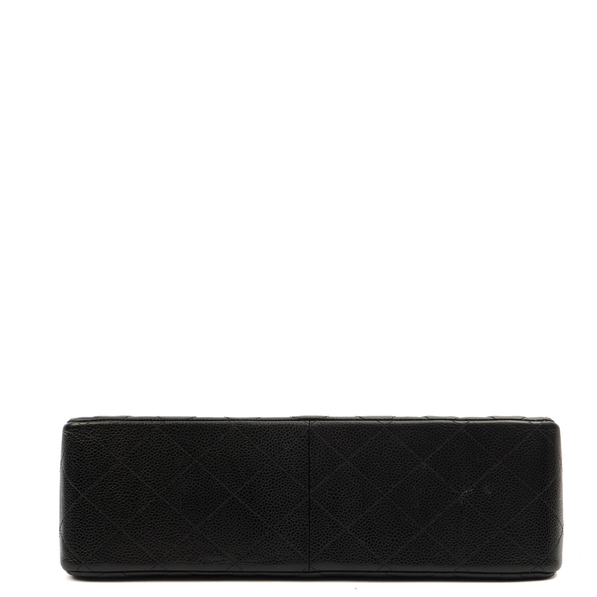Chanel Shoulder Bag Classic Double Flap - Large in Black, Caviar Leather — Detail View