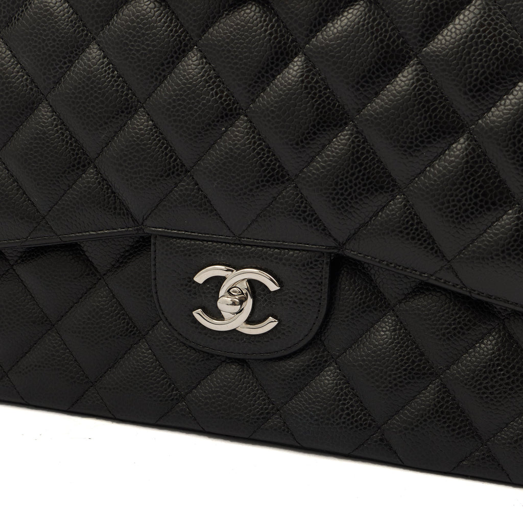 Chanel Shoulder Bag Classic Double Flap - Large in Black, Caviar Leather — Lifestyle View