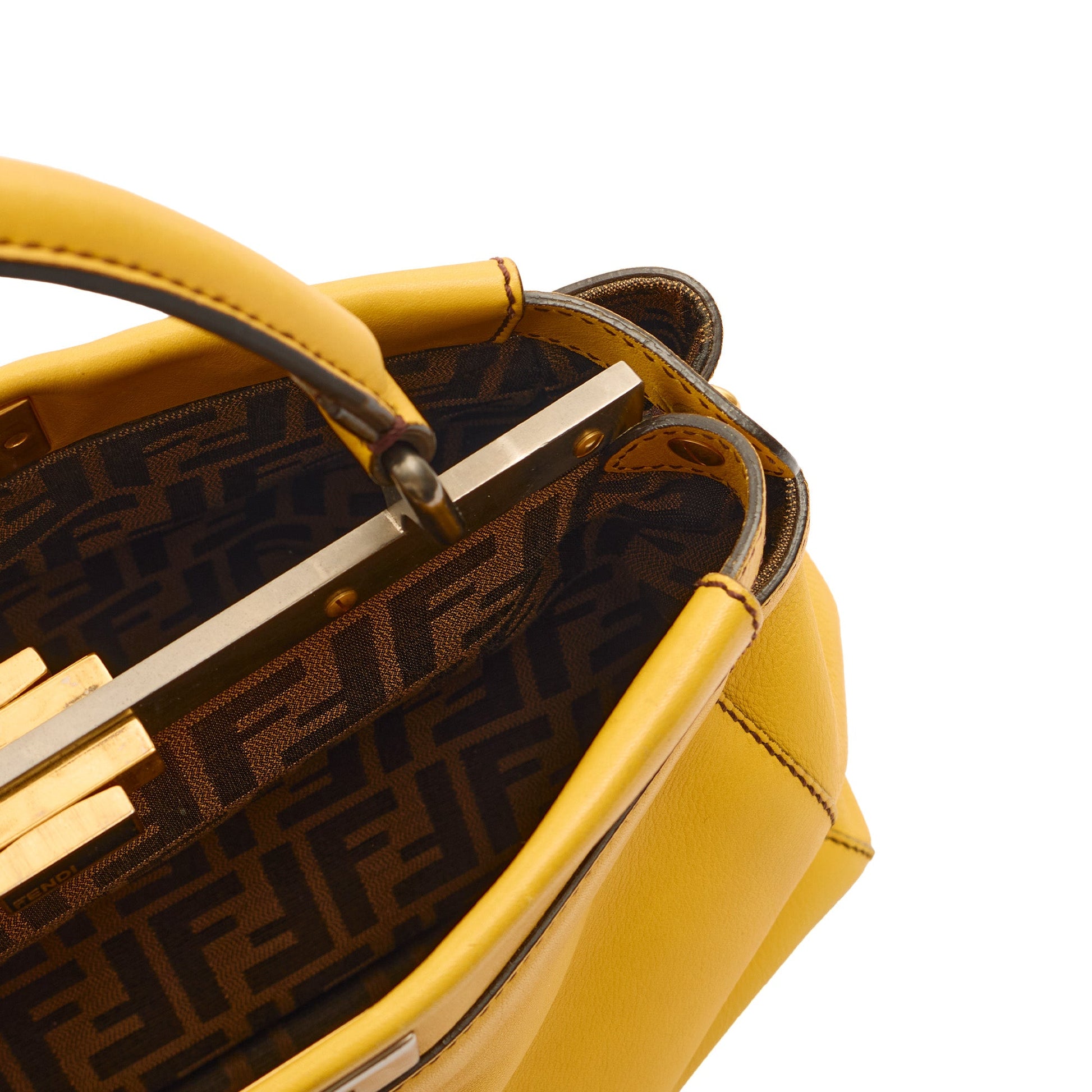 Fendi Tote Peekaboo - Medium in Yellow, Leather — Detail View
