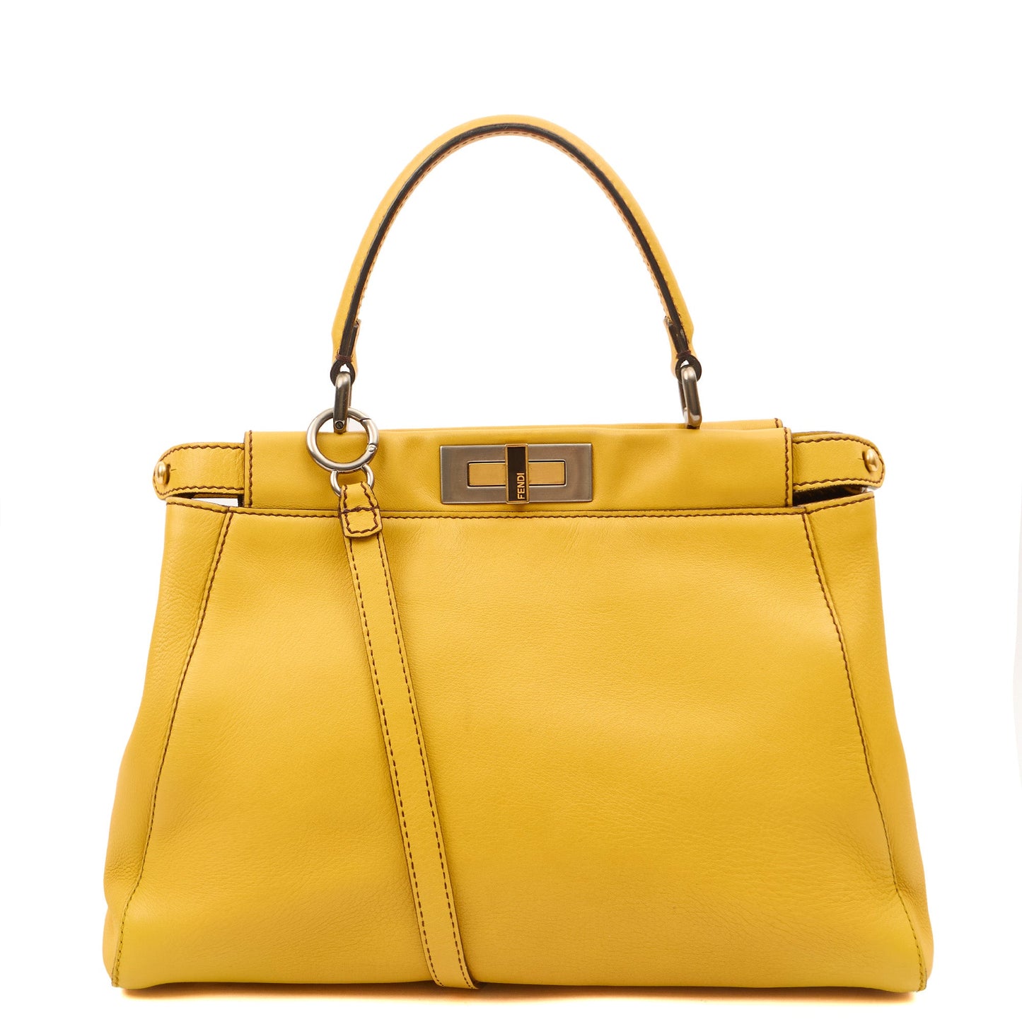 Fendi Tote Peekaboo - Medium in Yellow, Leather — Alternate View 7