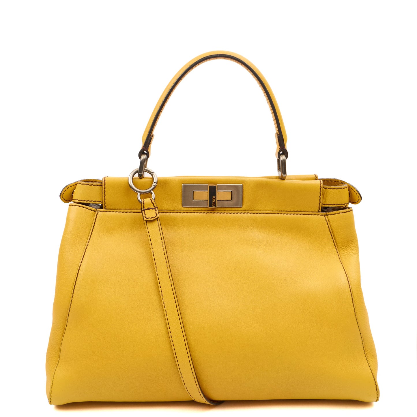 Fendi Tote Peekaboo - Medium in Yellow, Leather — Back View