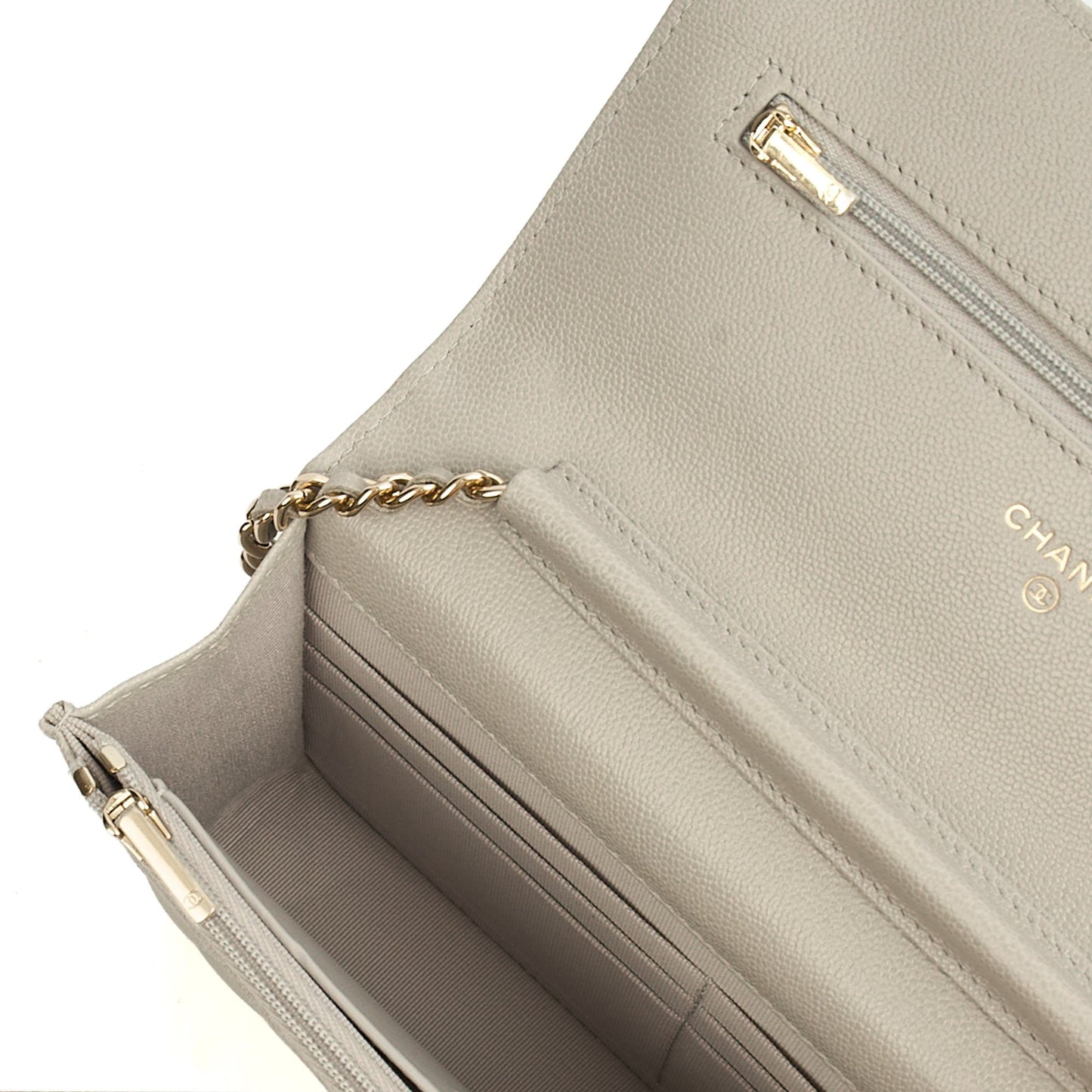 Chanel Cross Body Wallet on Chain in Grey, Caviar Leather (GHW) — Alternate View 10