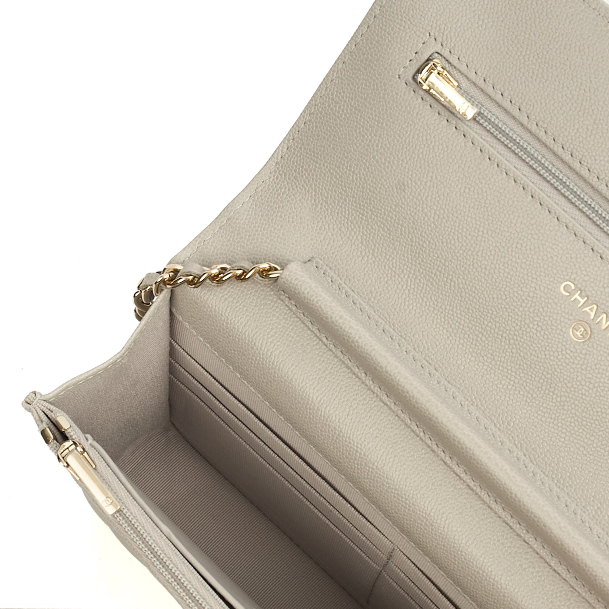 Chanel Cross Body Wallet on Chain in Grey, Caviar Leather (GHW) — Alternate View 10