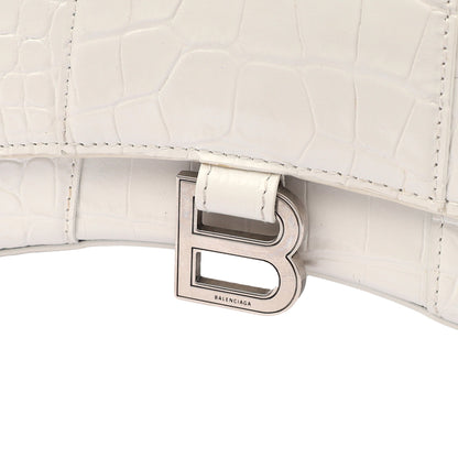 Balenciaga Mini Bag Hourglass Top Handle Small in White, Exotic Effect Leather — Alternate View 18
