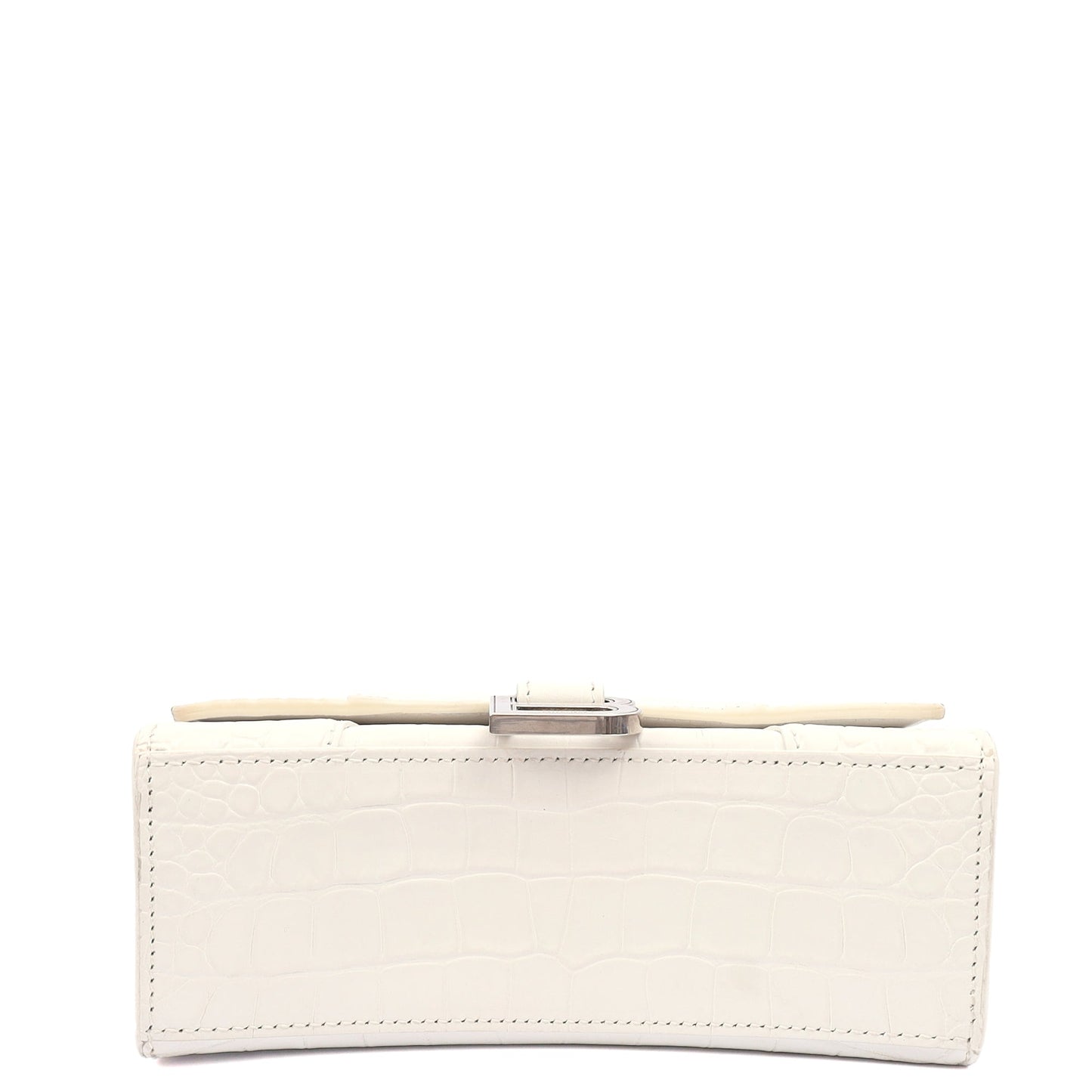 Balenciaga Mini Bag Hourglass Top Handle Small in White, Exotic Effect Leather — Top View