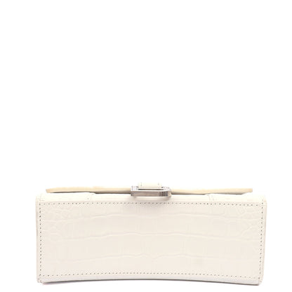 Balenciaga Mini Bag Hourglass Top Handle Small in White, Exotic Effect Leather — Top View
