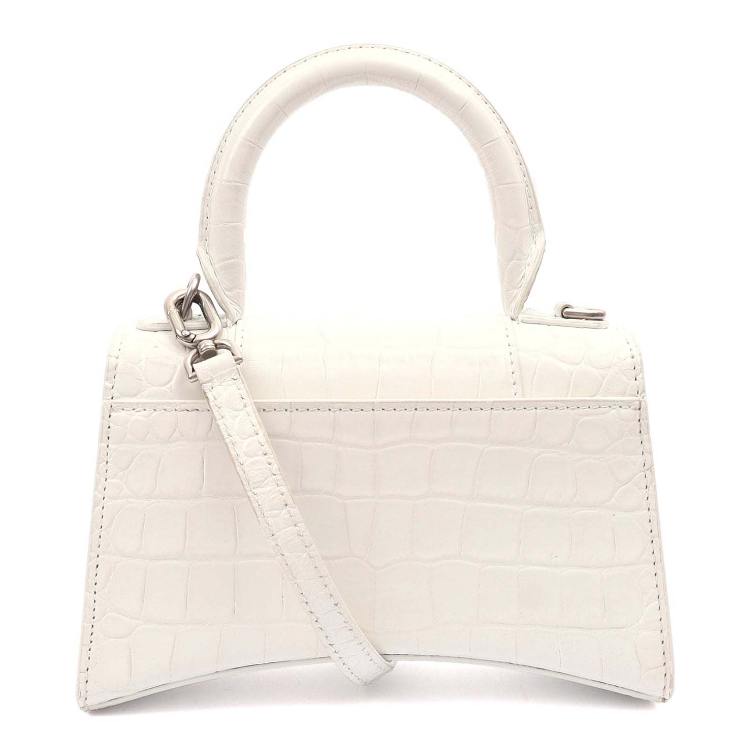 Balenciaga Mini Bag Hourglass Top Handle Small in White, Exotic Effect Leather — Alternate View 15