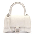 Balenciaga Mini Bag Hourglass Top Handle Small in White, Exotic Effect Leather — Front View