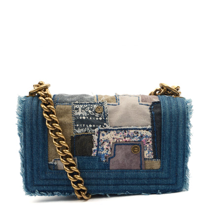 Chanel Shoulder Bag Boy - Small in Blue, Fabric — Back View