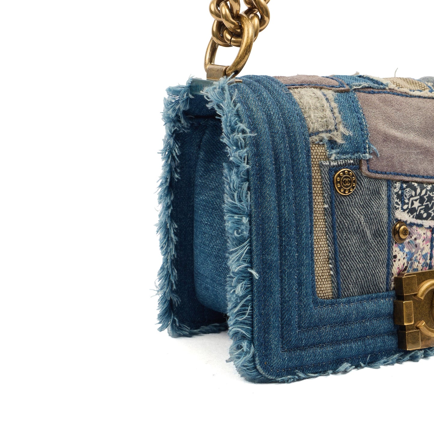 Chanel Shoulder Bag Boy - Small in Blue, Fabric — Alternate View 7