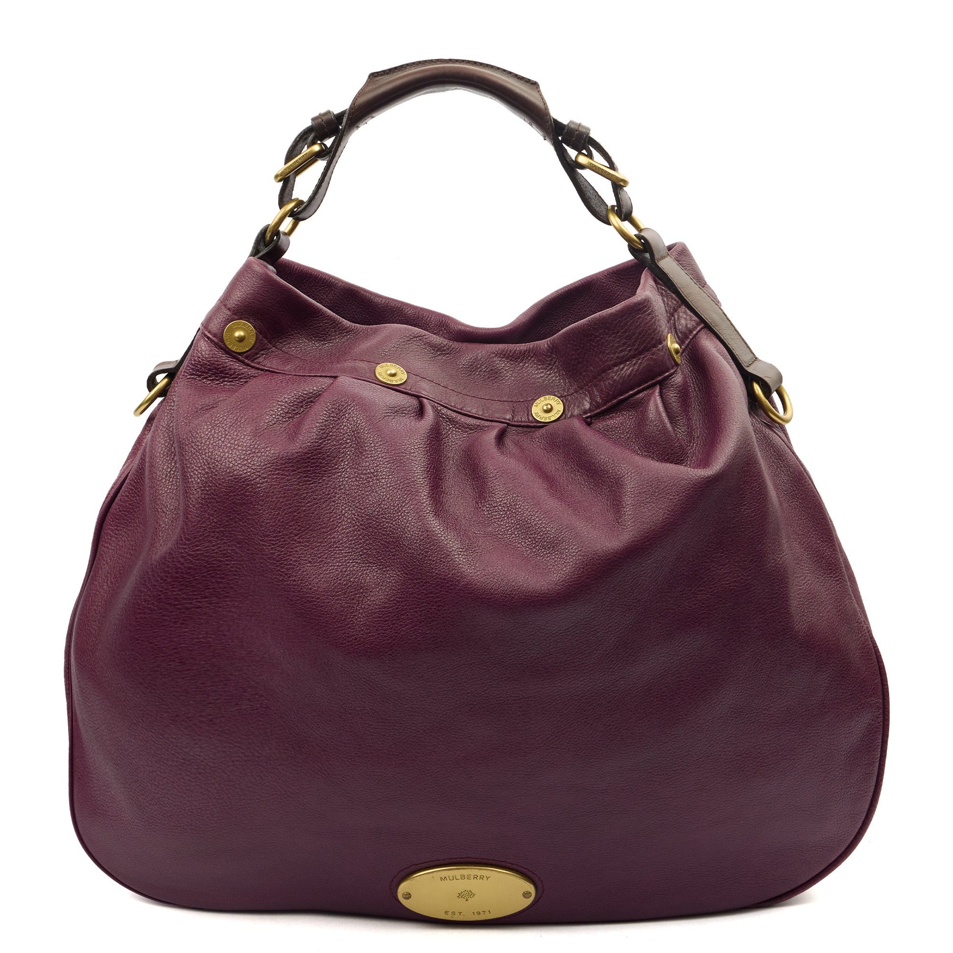 Mulberry Tote Mitzy Tote in Purple, Calfskin Leather — Front View