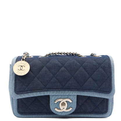 Chanel Cross Body Flap Bag in Navy, Canvas — Front View