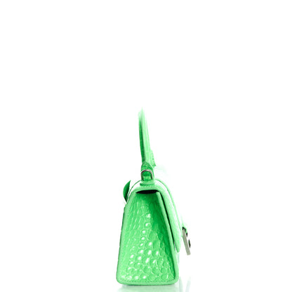 Balenciaga Top Handle Hourglass XS in Tempete, Exotic Effect Leather — Back View