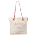 Chanel Tote Deauville Tote - Small in Pink, Fabric — Front View
