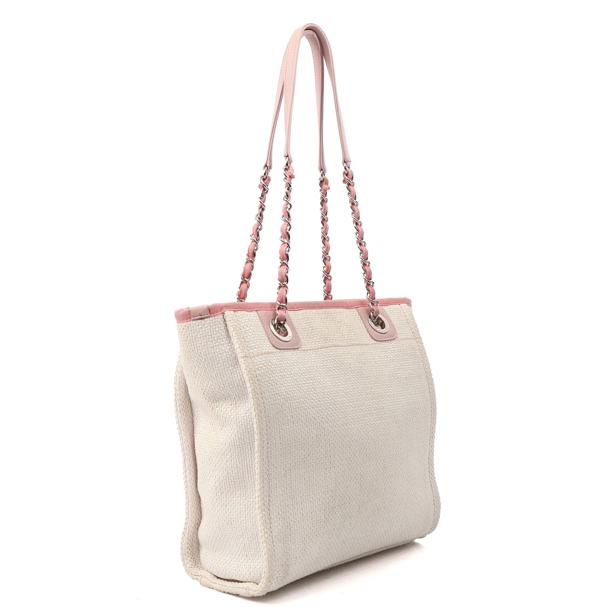 Chanel Tote Deauville Tote - Small in Pink, Fabric — Side View