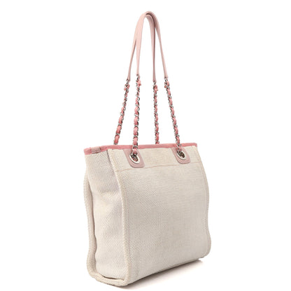 Chanel Tote Deauville Tote - Small in Pink, Fabric — Side View