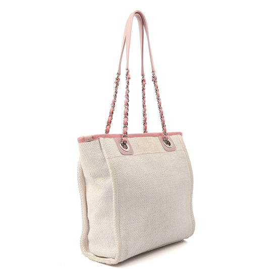 Chanel Tote Deauville Tote - Small in Pink, Fabric — Side View