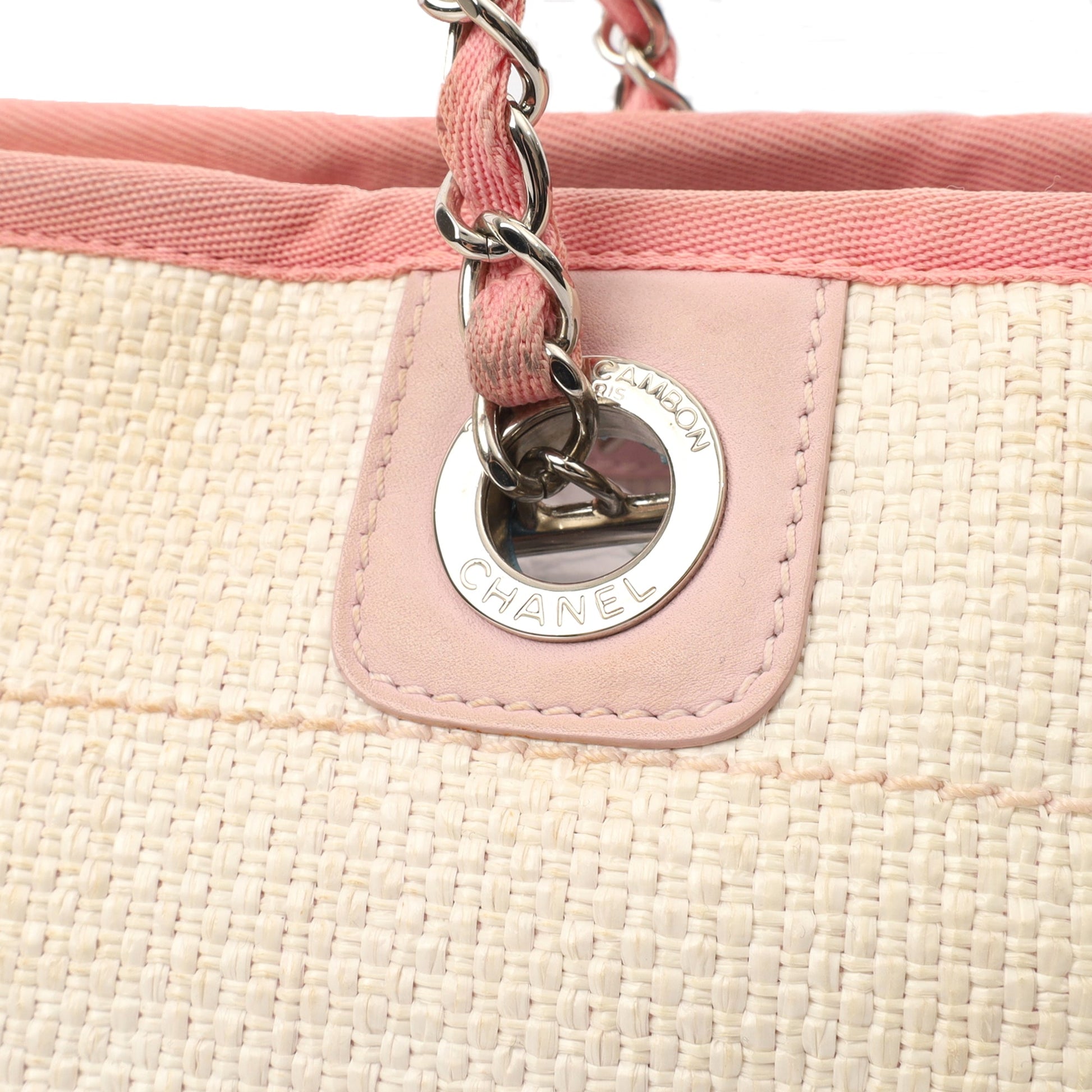 Chanel Tote Deauville Tote - Small in Pink, Fabric — Lifestyle View