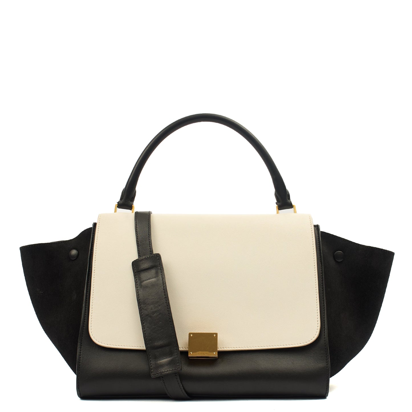 Celine Tote Trapeze - Medium in Black, Leather — Front View