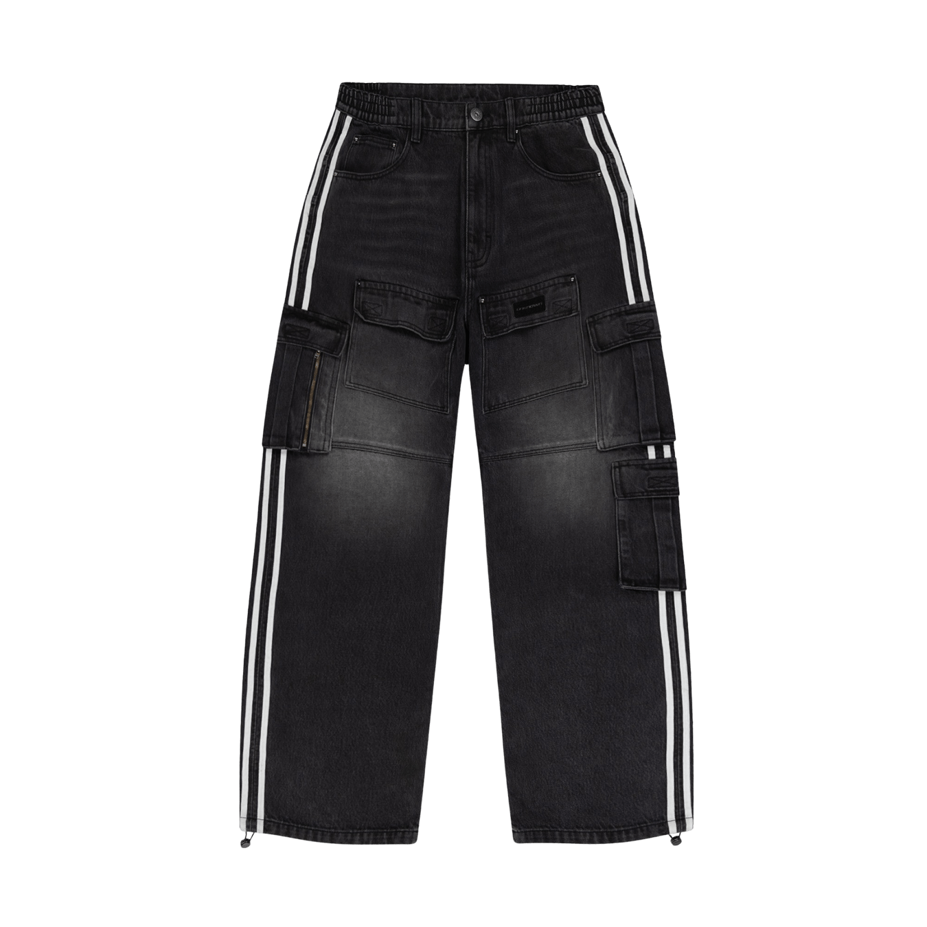 Unknown Black Striped Denim Cargos — XXS — Front View