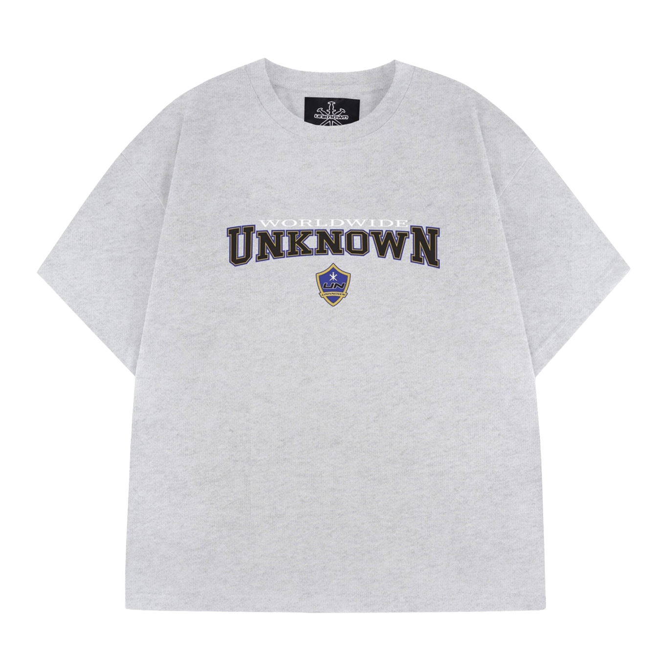 Unknown College Tee 'Grey' — XXS — Front View