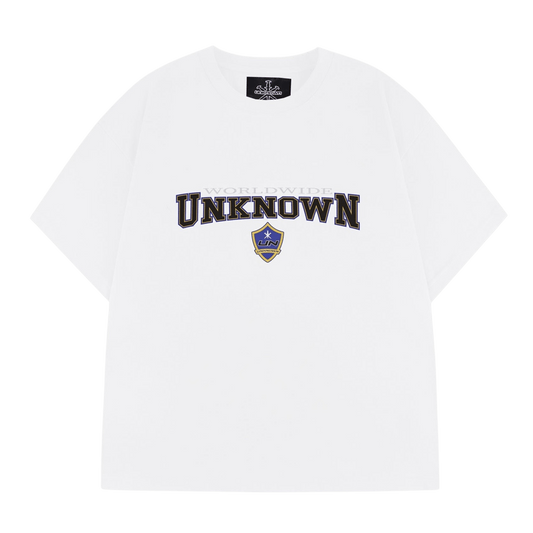 Unknown College Tee 'White' — XXS — Front View