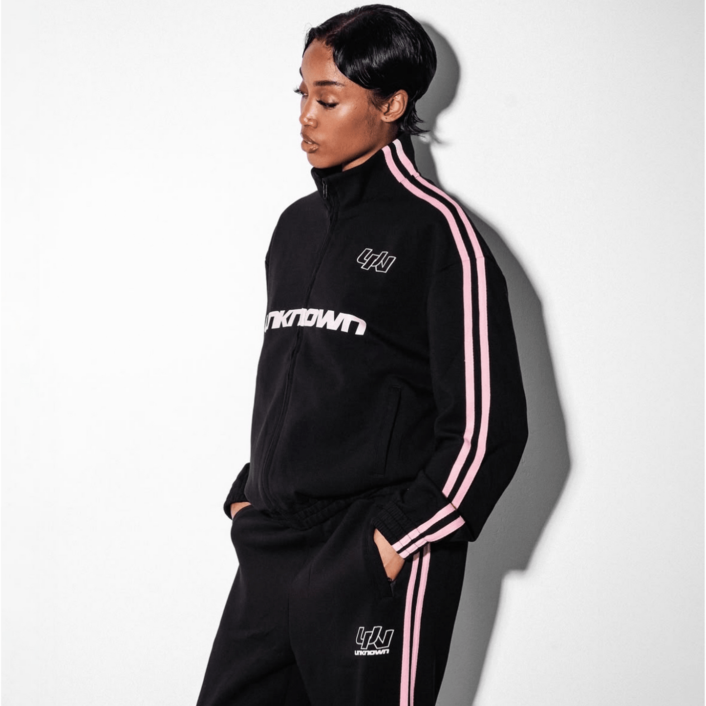 Unknown Pink Stripe Track Top — XXS — Back View