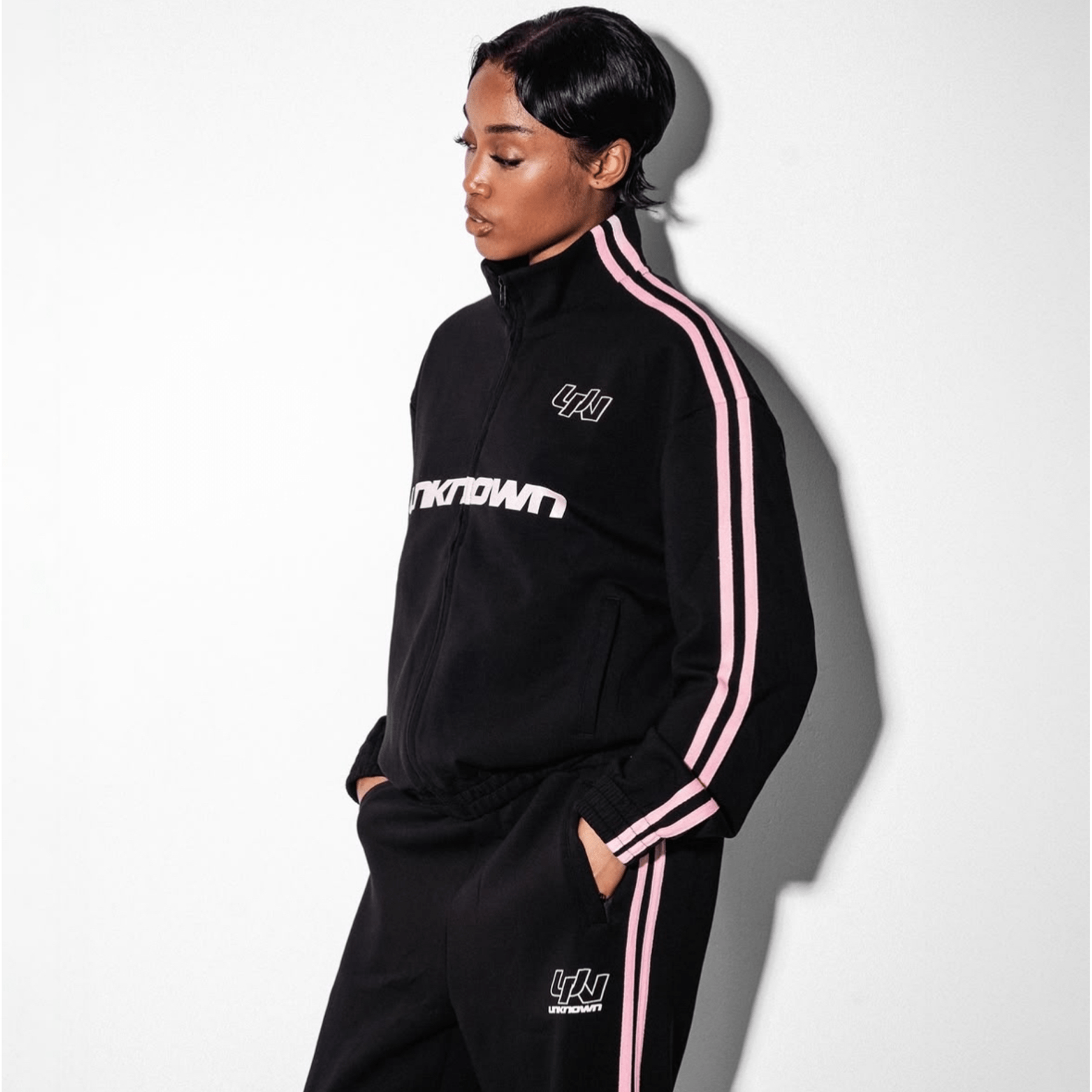 Unknown Pink Stripe Track Pants — XXS — Back View