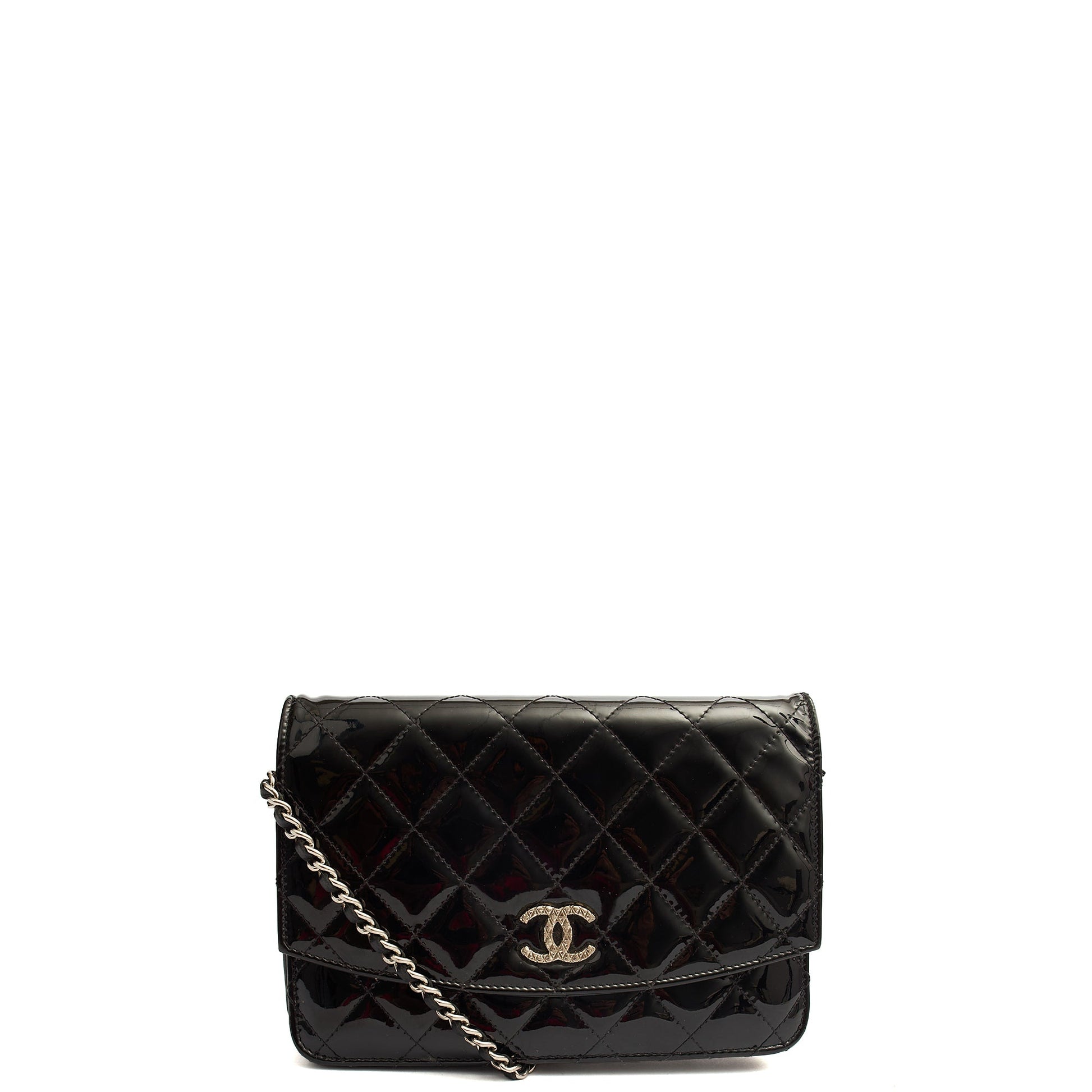 Chanel Cross Body Wallet on Chain in Black, Patent Leather — Alternate View 10