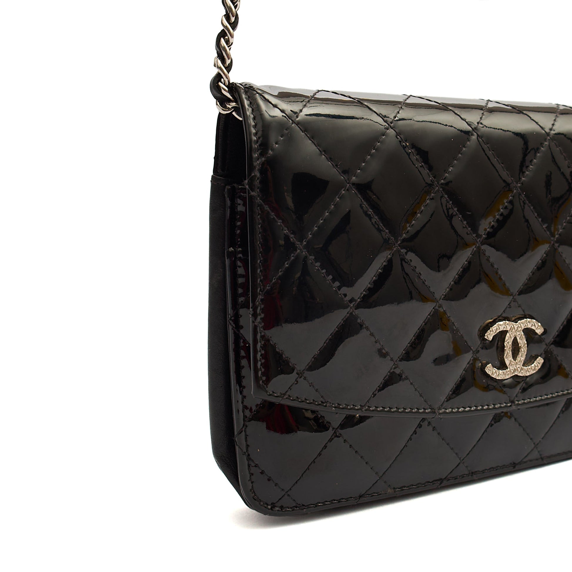Chanel Cross Body Wallet on Chain in Black, Patent Leather — Alternate View 7