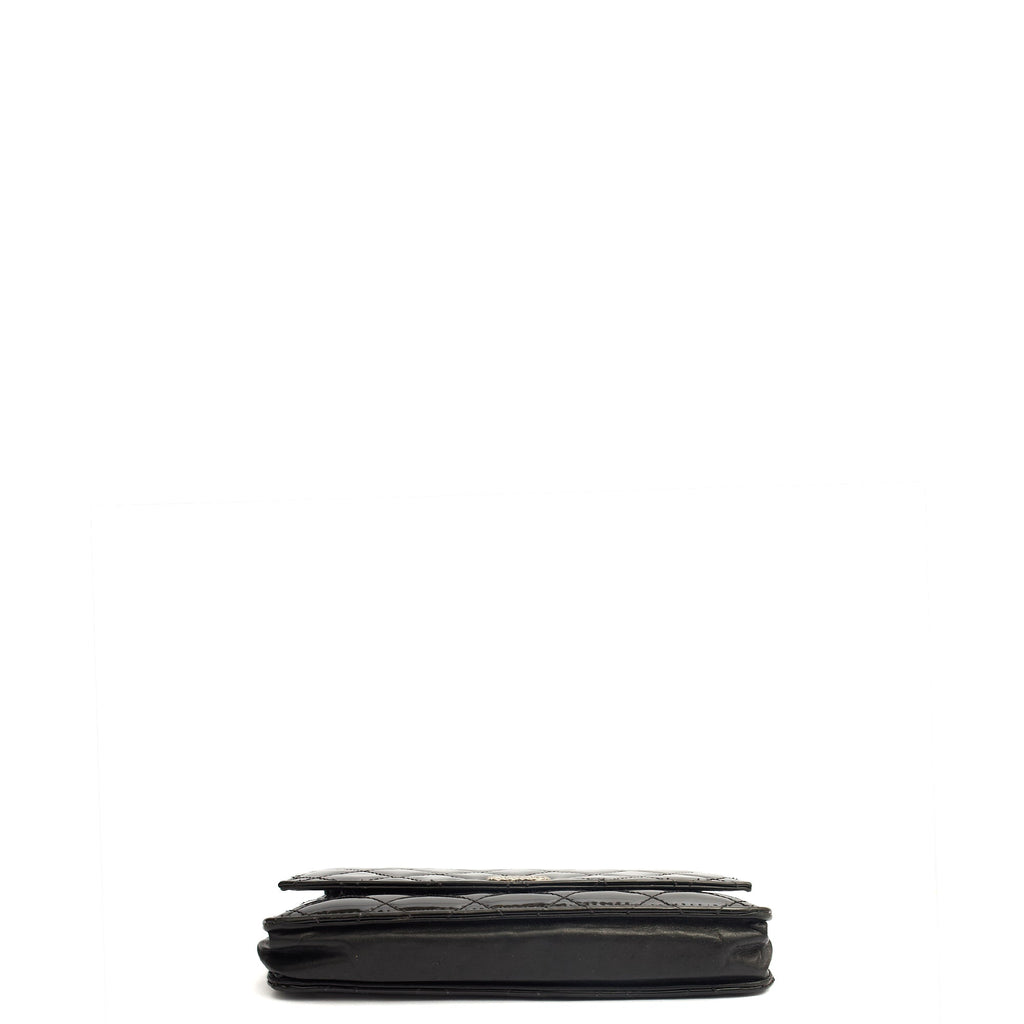 Chanel Cross Body Wallet on Chain in Black, Patent Leather — Top View