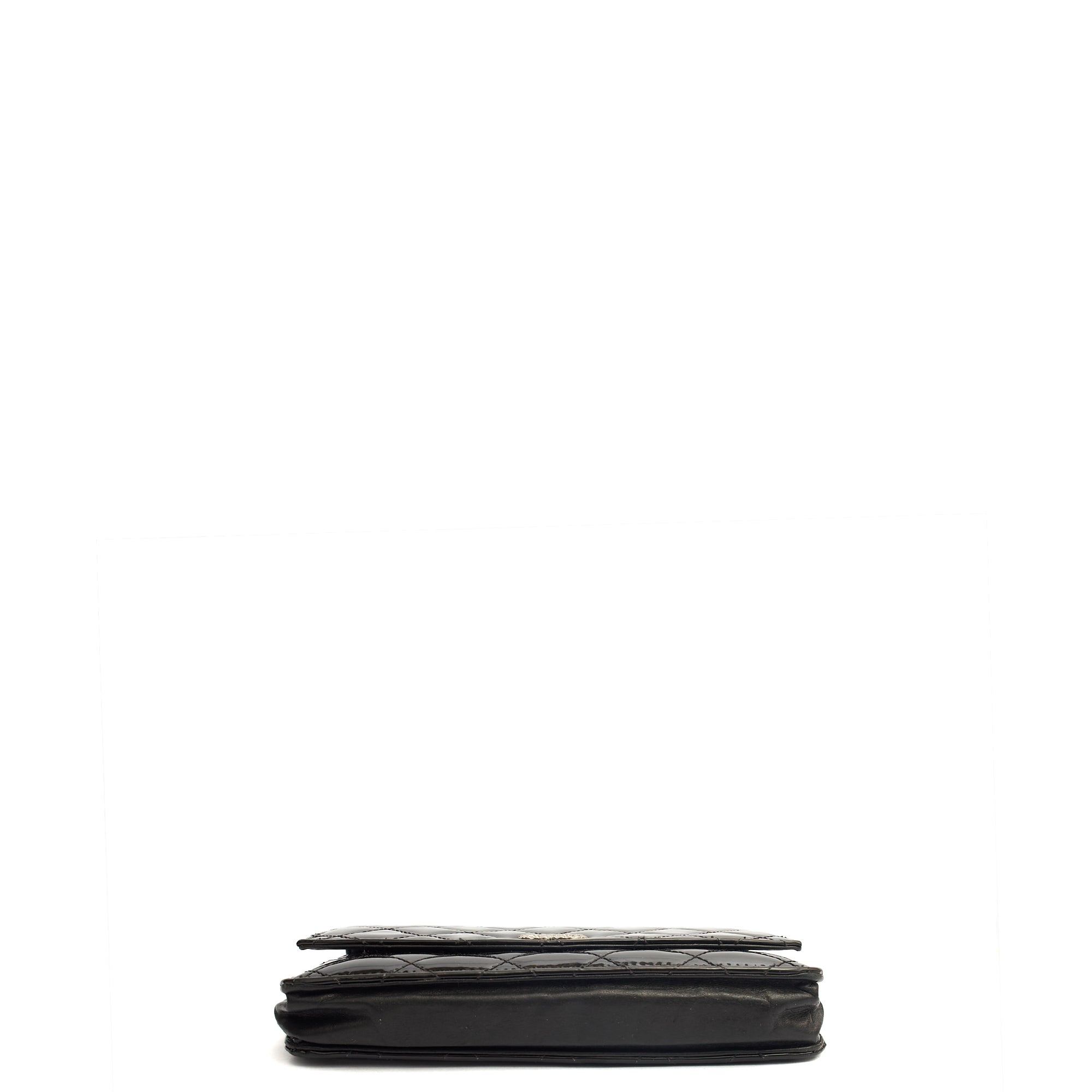 Chanel Cross Body Wallet on Chain in Black, Patent Leather — Top View