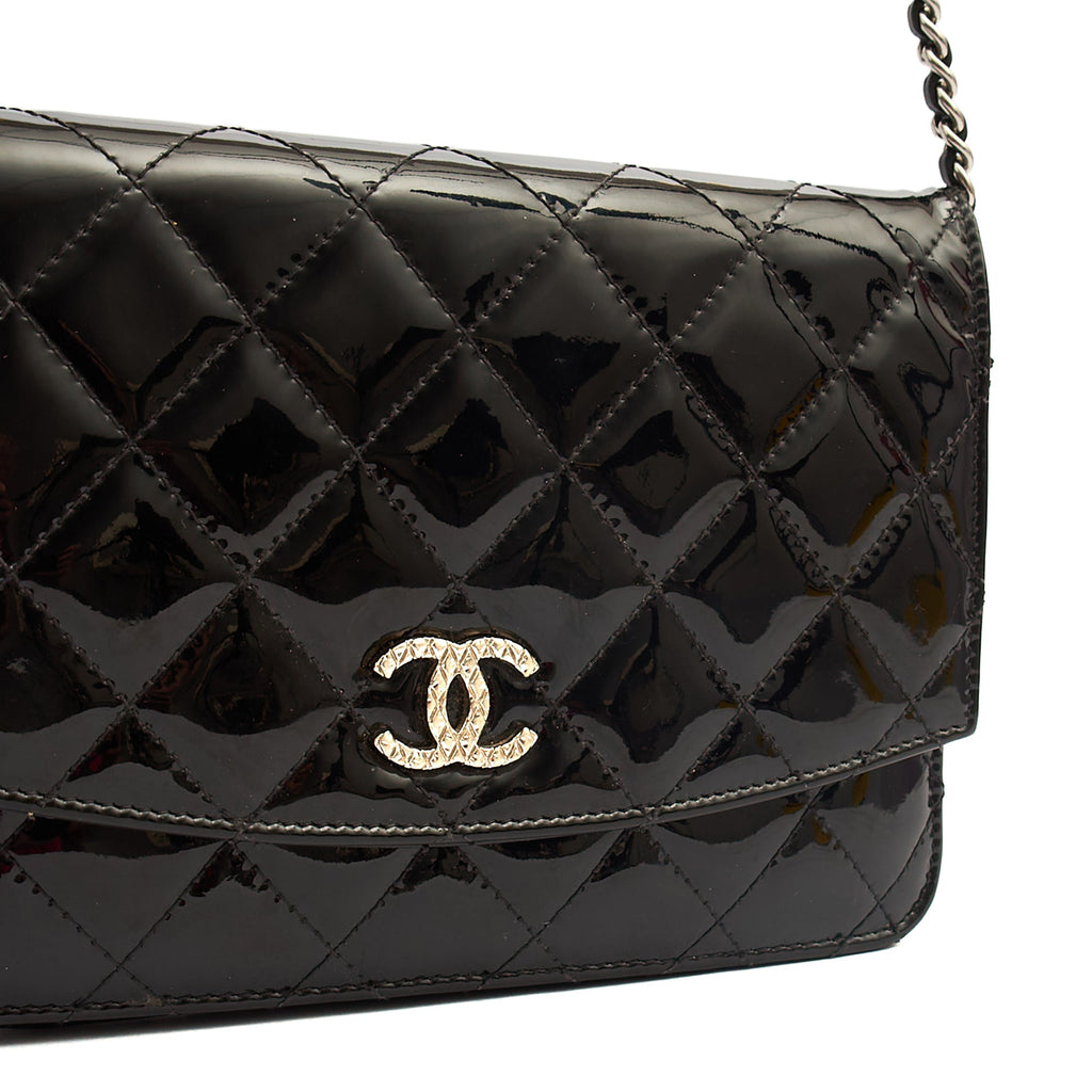 Chanel Cross Body Wallet on Chain in Black, Patent Leather — Alternate View 15