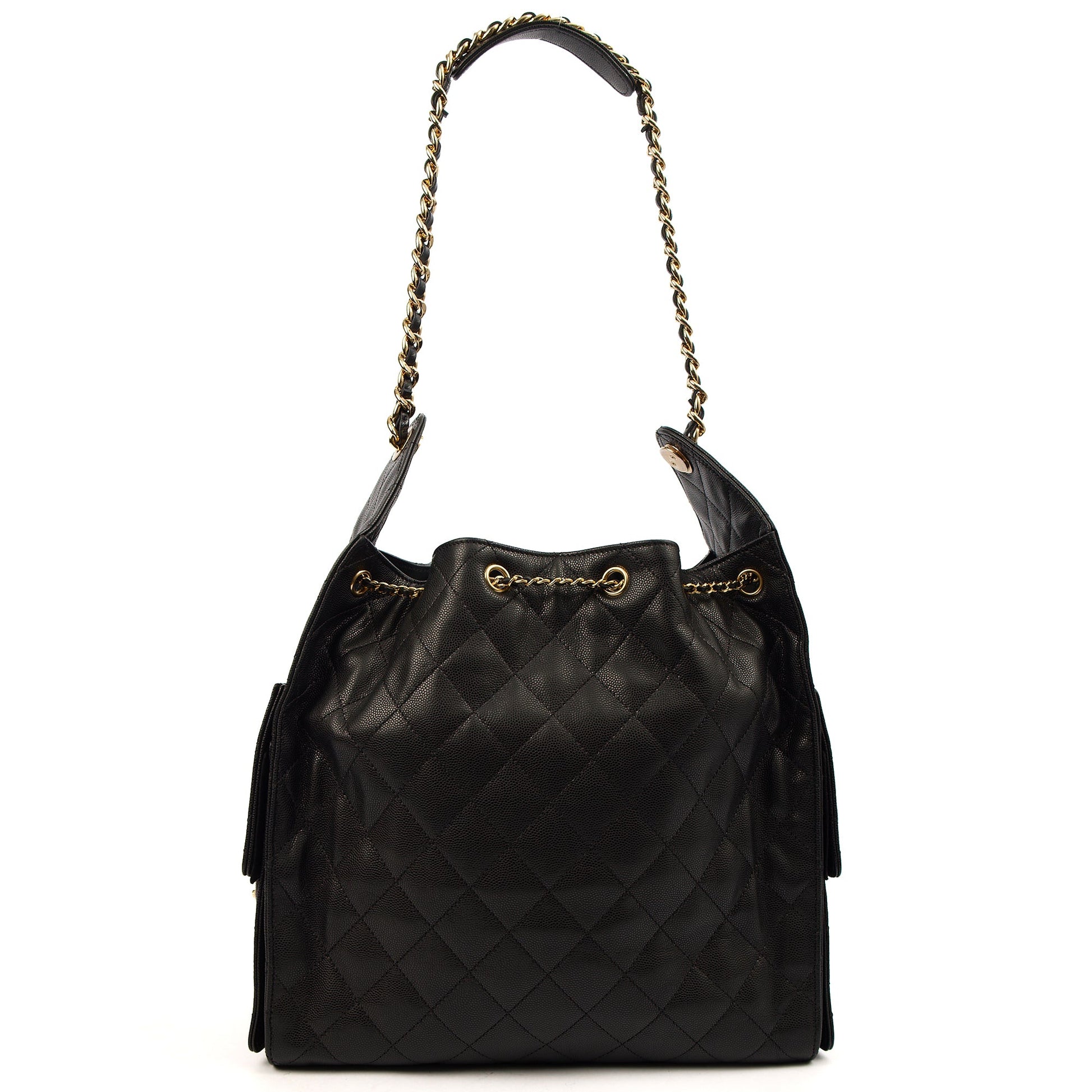 Chanel 25 - Medium in Black, Caviar Leather — Top View