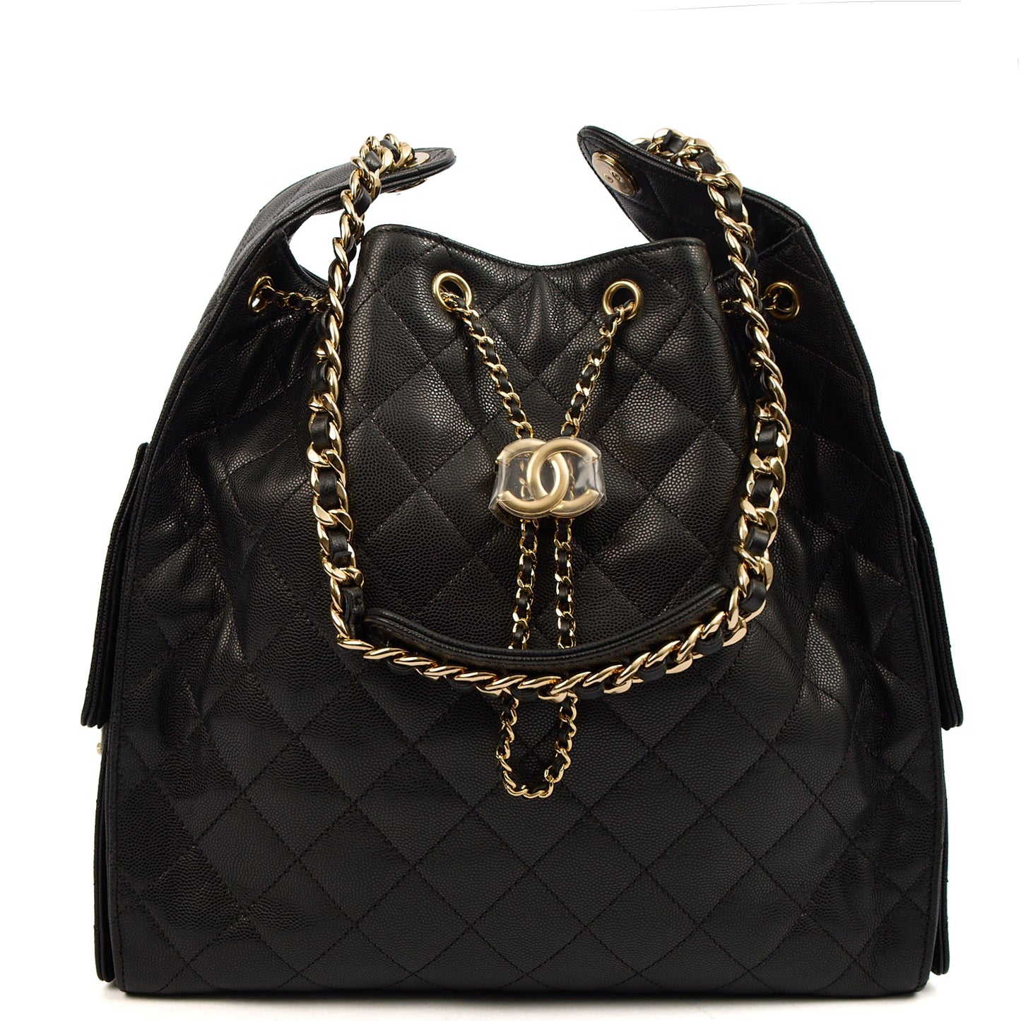 Chanel 25 - Medium in Black, Caviar Leather — Lifestyle View
