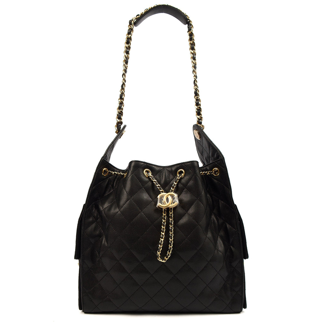 Chanel 25 - Medium in Black, Caviar Leather — Front View