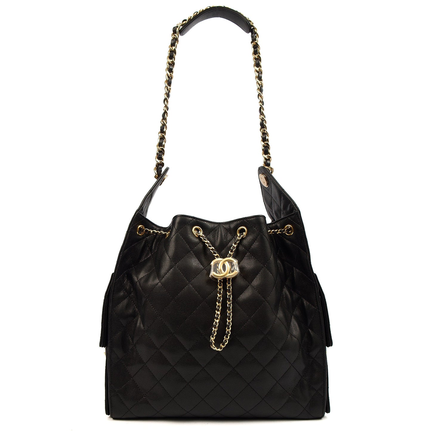 Chanel 25 - Medium in Black, Caviar Leather — Front View