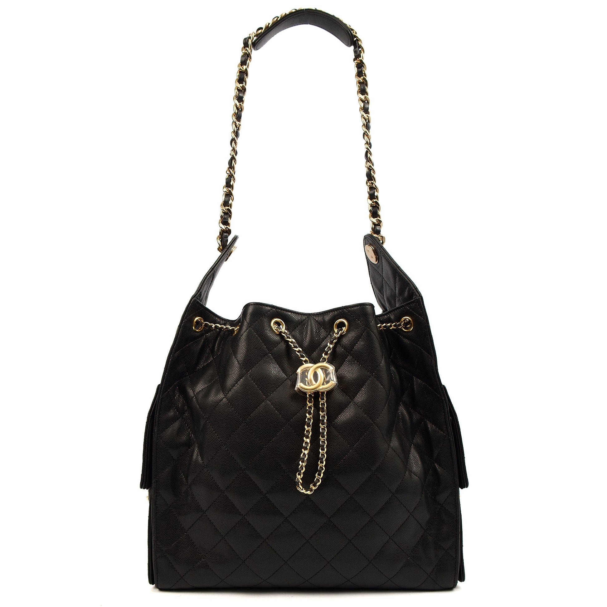 Chanel 25 - Medium in Black, Caviar Leather — Front View